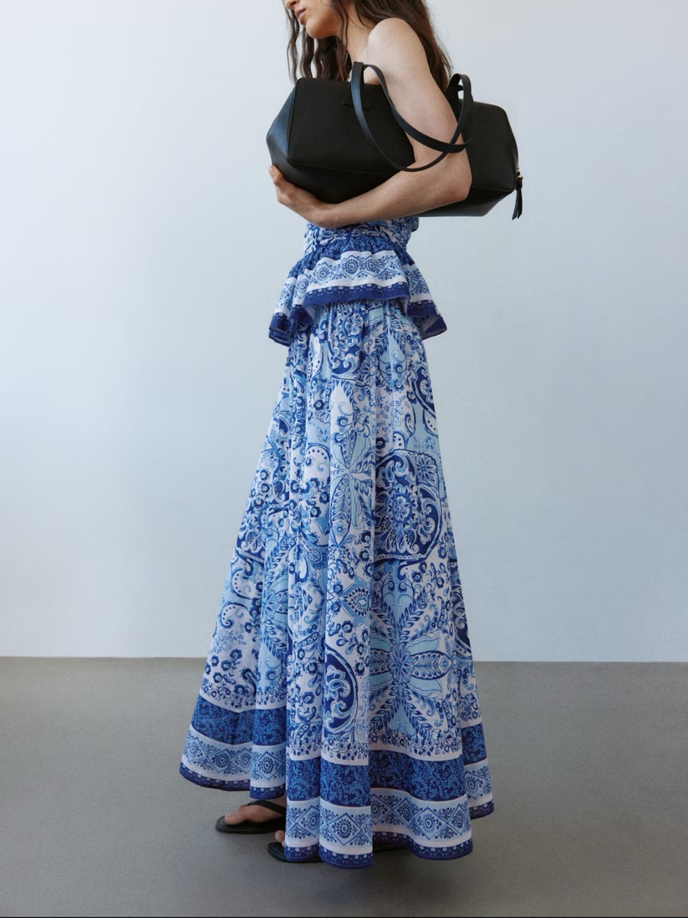 H&M Blue Paisley Printed Maxi Skirt